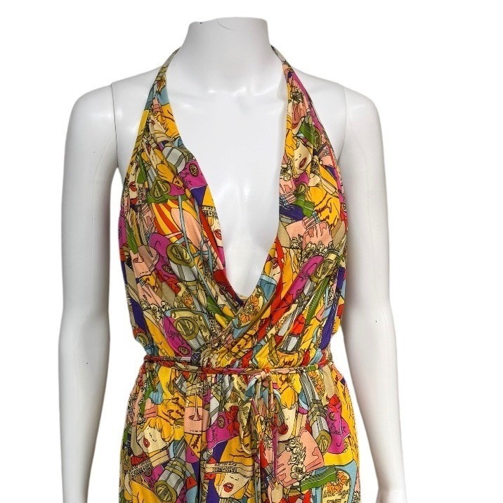 Basso & Brooke Pop Art Graphic Halter Dress Multicolor Made In Italy Size 6 Us — image 3 of 8